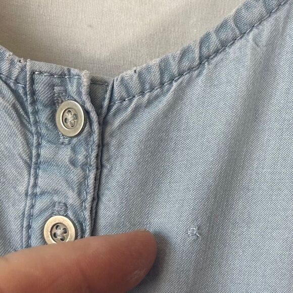 Cloth & Stone Distressed Soft Chambray Crop Jumpsuit Sz S - Picture 9 of 10